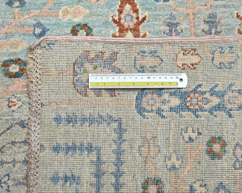 16 Feet Blue Khurgeen Afghan Hand Knotted Wool Runner Rug